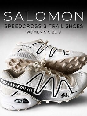 Salomon Speedcross 3 Trail Shoes in White with Black Accents women's size 9